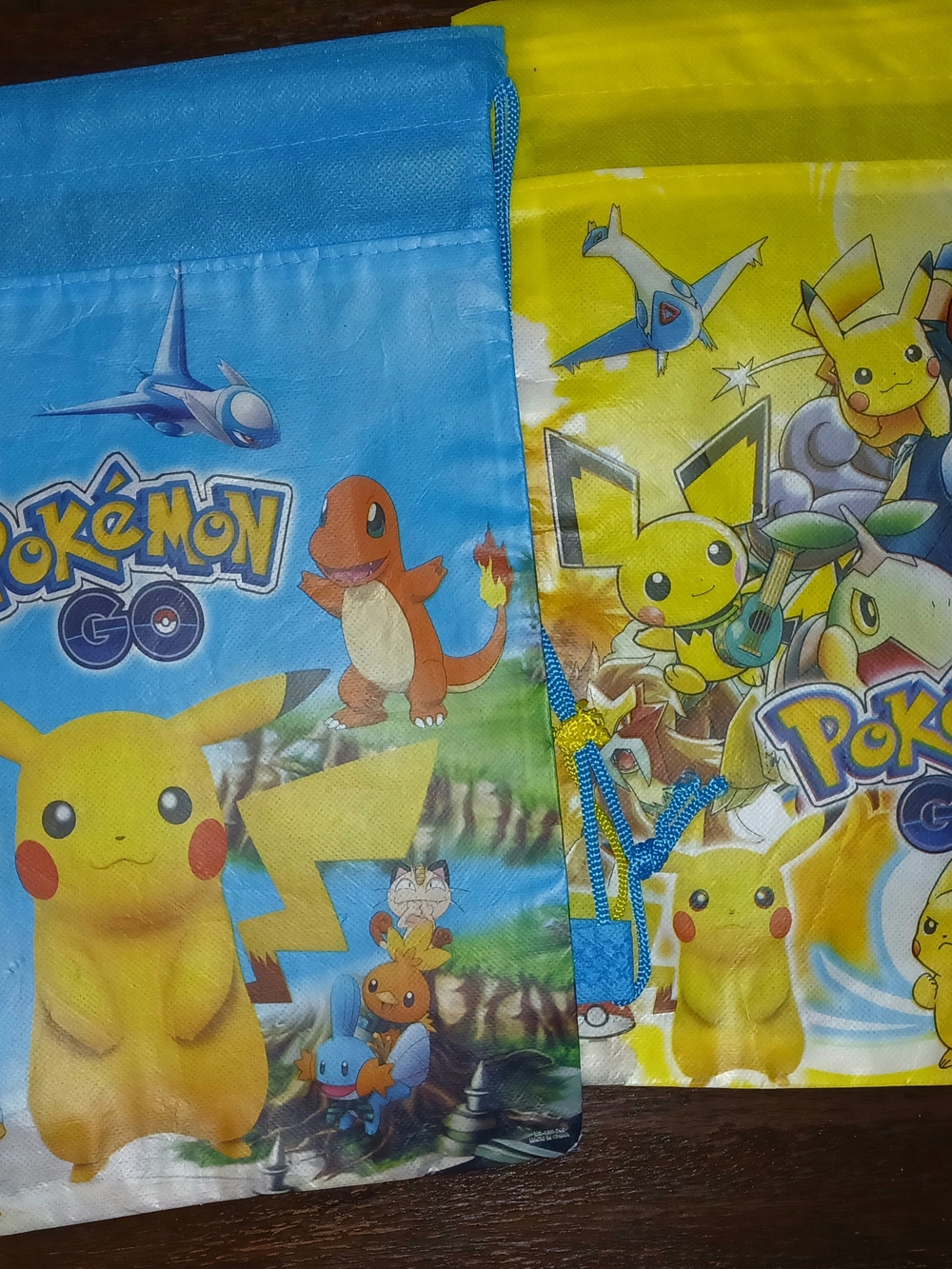 Pokémon Drawstring Bags - Blue & Yellow Pikachu Design